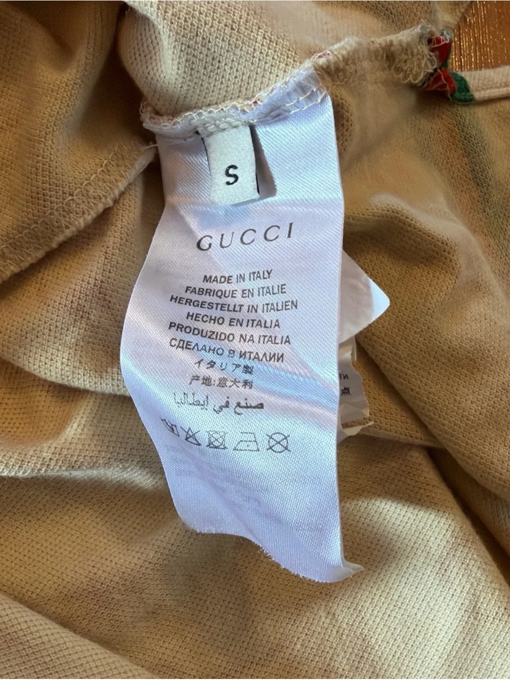 GUCCI HORSEBIT PRINT COTTON POLO SHIRT Cream Red Size Small
